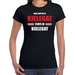 Breda / Kielegat Carnaval verkleed outfit / t-shirt zwart voor dames - Brabant Carnaval verkleed outfit / kostuum - What happens in Kielegat stays in Kielegat XL