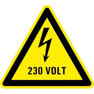 Sticker elektriciteit waarschuwing 230 volt 25 mm - 10 stuks per kaart