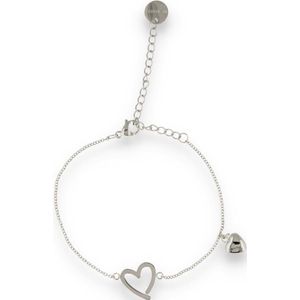 My Bendel zilverkleurige bedelarmband hartjes - Zilverkleurige armband met harten bedels - Met luxe cadeauverpakking