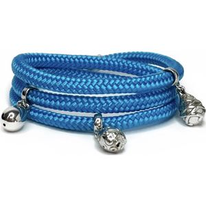 NIEUW - Jolla - dames wikkelarmband - zilver - touw - bedels - Charm Rope Wrap - Turquoise
