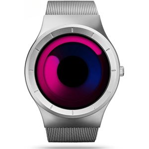 SINOBI 4.0 - Luxe Herenhorloge - Valentijn cadeautje voor hem - Stalen Band Zilver - Cadeau Heren - Quartz Smartwatch - Lichtgevende Paarse Wijzers - Stijlvol Uurwerk