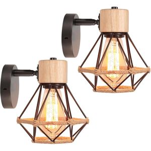 Wandlamp Binnen met Snoer - Wandlamp met Stekker voor Binnen - met Dimbare Schakelaar - Industrieel en Vintage - Slaapkamer Bedlampje