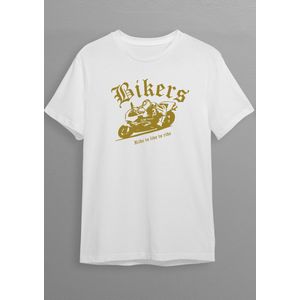 Race Bike| Bikershirt | Wit T-shirt | Goude opdruk | S