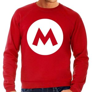 Italiaanse Mario loodgieter verkleed trui / sweater rood voor heren - carnaval / feesttrui kleding / kostuum M