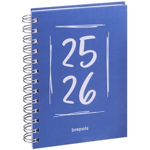 Brepols agenda 2025-2026 - DOODLE DASH - Schoolagenda - 1 dag per pagina - Wire-O - Dagoverzicht - Blauw - 11.5 x 16.9 cm