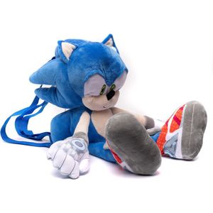 Sonic The Hedgehog - Rugtas - Pluche - Knuffel voor Kinderen - Blauw (55 cm)