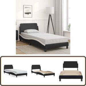 vidaXL Bedframe - Kunstleer - Zwart/Wit - 90x200 cm Slaapcomfort - Bed Frame - Boxspring - Tweepersoonsbed - Hoofdbord