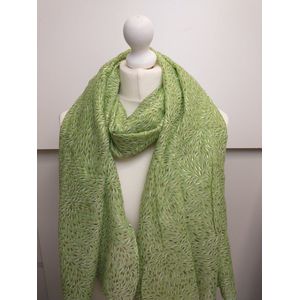 Lange dames sjaal Samora fantasiemotief linde groen wit goud donkergroen