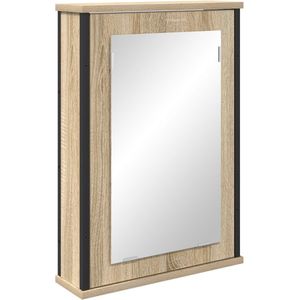 vidaXL - Spiegelkast - Natuurlijke - Eik - Spaanplaat, - glas, - metaal - Medium
