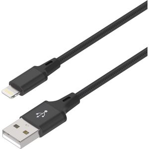Lightning kabel geschikt voor Apple iPhone en iPad 1 meter | Gevlochten Datakabel Oplaadkabel | USB-A naar Lightning | Fastcharger Quickcharge Snelladen - Zwart LB111