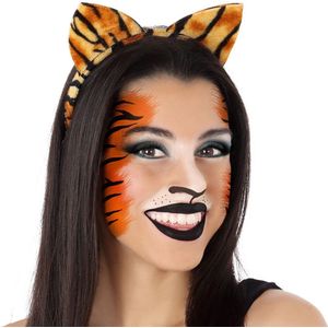 Atosa Verkleed diadeem tijger/katten oren/oortjes - meisjes/dames - Carnaval