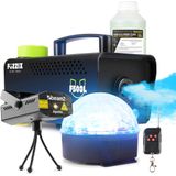 Partyset voor feestjes - 1x Rookmachine - 1 Liter Rookvloeistof - 1x Discolamp en 1x laser