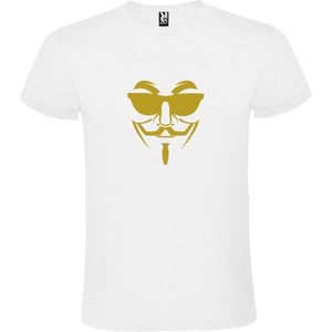 Wit T shirt met print van "" Vendetta "" print Goud size XS