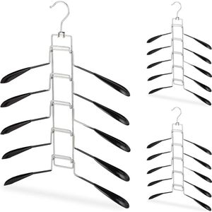 3x Kleerhangers Ruimtebesparend - 5 Houders per Hanger voor T-shirts - Anti-slip Kledinghangers - Zwart kledinghangers