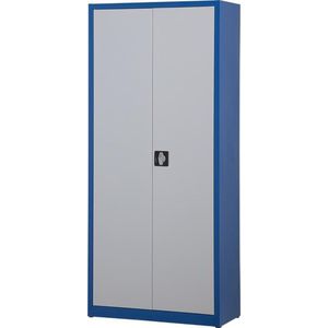 Metalen archiefkast - 195 x 92 x 42 cm - Blauw/licht grijs - Met slot - draaideurkast, kantoorkast, garage kast - AKP-101 - Povag