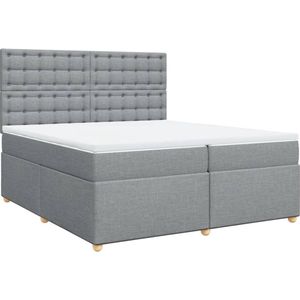 vidaXL - Boxspring - met - matras - stof - lichtgrijs - 200x200 - cm