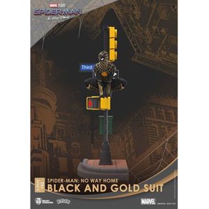 Beast Kingdom Toys SpiderMan Beeld/figuur Black and Gold Suit Closed Box Version 25 cm No Way Home D-Stage PVC Diorama Multicolours