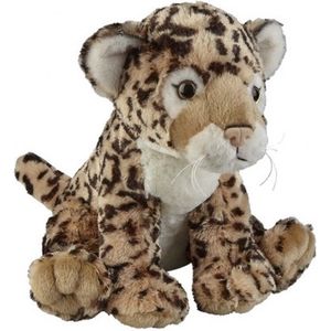 Pluche bruine jaguar/luipaard knuffel 30 cm - Jaguars wilde dieren knuffels - Speelgoed voor kinderen