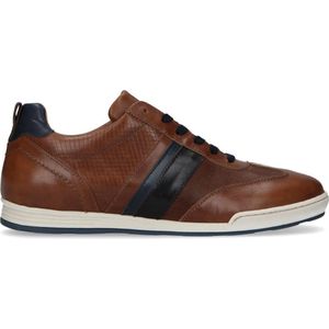 No Stress - Heren - Cognac leren sneakers met details - Maat 47