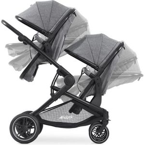 Hauck Atlantic Twin - Tweeling kinderwagen - Compact opvouwbaar - Melange Grey