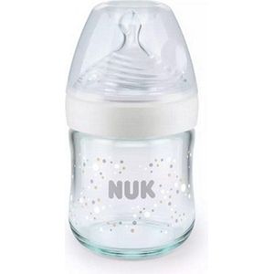 Nuk Glazen fles Nature Sense 120 ml | siliconen speen maat S | Temperature Control | Wit 120 ml