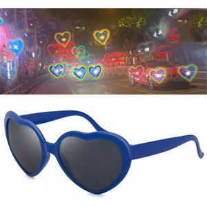 AdroitGoods Hartjes Bril Effect - Rave Bril - Festival Bril - Space Bril - Blauw