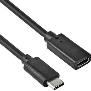 USB C verlengkabel - 1 meter - Zwart - Data en charging functie - Allteq