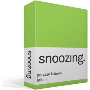 Snoozing - Laken - Lits-jumeaux - Percale katoen - 240x260 cm - Lime