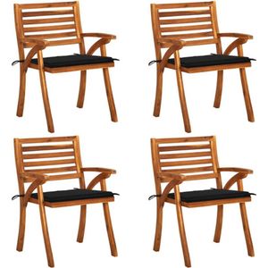 vidaXL - Tuinstoelen - 4 - st - met - kussens - massief - acaciahout
