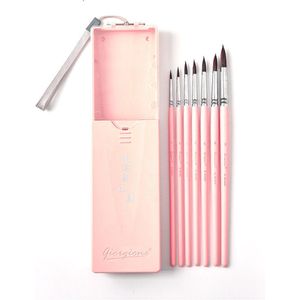 Giorgione - Set van 7 roze penselen/kwasten - voor Olieverf , Acryl, Gouache & Aquarelverf - Schilderen & Verven - Watercolor brush set in pink