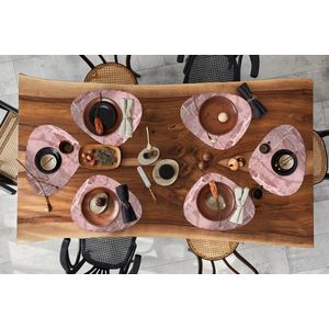 Placemat organisch - Placemats organic - Onderleggers - Roze - Graniet print - Keien - Wit - 6 stuks
