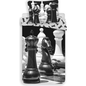 Sweet Home Dekbedovertrek – Chess Horse – 140 X 200 Cm Zwart/Wit