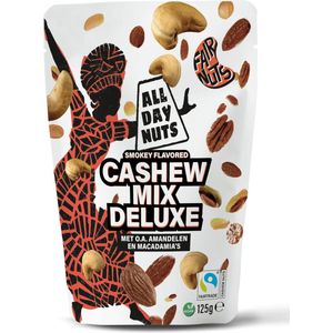 All Day Nuts - Cashew Mix Deluxe 10 x 125 gram - Notenmix - Fair trade - Borrel - Feestje - Mix - Gerookte Amandel - Cashewnoten Mix