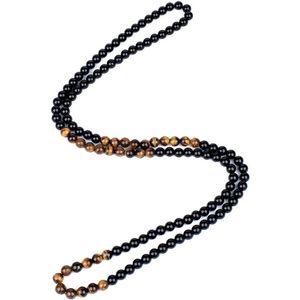 Kasey - Tijgeroog Obsidiaan Kralenketting 6 mm - Halsketting Heren - Ketting Heren - Maat 50cm