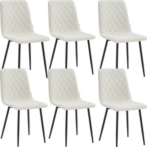 Colenis® - Elise Eetkamerstoel - Set Van 6 - Wit - Bouclé - Industrieel