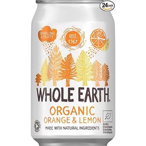 Whole Earth Frisdrank sinaasappel en citroen biologisch 33 cl per blik, tray 24 blikken