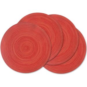 ronde, gevlochten, wasbare placemats, 45 cm rood, set van 4
