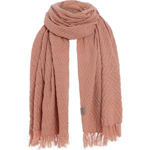 Knit Factory Soleil Sjaal Dames - Katoenen sjaal - Langwerpige sjaal - Roze/oranje zomersjaal - Dames sjaal - Visgraat motief - Tuscany Pink/Apricot - 200x90 cm - XXL Sjaal - 50% katoen/50% acryl