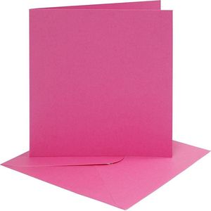 Kaarten en enveloppen, afmeting kaart 15,2x15,2 cm, afmeting envelop 16x16 cm, 220 gr, roze, 4set/ 1 doos