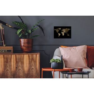 Fotolijst incl. Poster - Wereldkaart - Goud - Zwart - Aarde - Luxe - 30x20 cm - Posterlijst