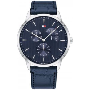 Tommy Hilfiger heren horloge (44 mm) - zwarte plaat met goudkleurige kast en band - Maat: One size