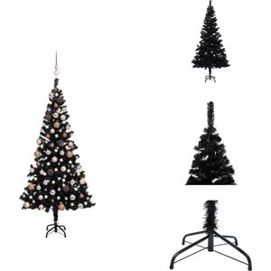 vidaXL Kunstkerstboom - Zwart 150 cm - LED-verlichting - Decoratieve kerstboom
