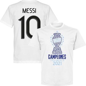 Argentinië Copa America 2021 Winners Messi 10 T-Shirt - Wit - 4XL