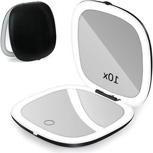 Make-up Spiegel - Spiegel LED Licht Reizen Vergroot Compact Spiegel - USB Opladen - Vouwbare Spiegel Touch Screen - 3 Kleuren Helderheid Verstelbare Draagbare Mini Spiegel - On the Go en Handtas