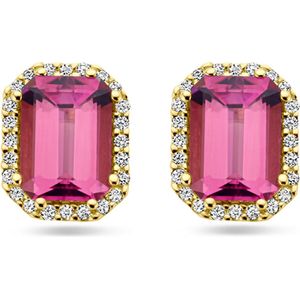 Oorknoppen Roze Toermalijn En Diamant 0.14ct (2x 0.07ct) H Si