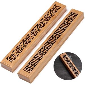 Houten Wierook Doos - Vintage Handgemaakte Exquise Standaard Lade voor Thuis Boeddhistische Tempel - 2 Stks
