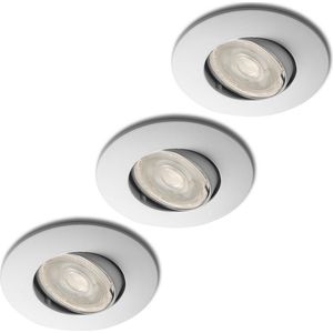 Inbouwspots - 3-pack - Kantelbaar - Wit + Lybardo GU10 LED - 5.5W - Dimbaar - 2700K warm wit