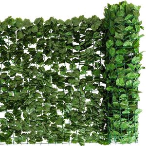 COSTWAY Kunstklimop voor de tuin, inkijkbescherming, bladerlook, windscherm, plantenwand, heg, klimop, voor tuinheggen, balkon, buitendecoratie, heggenplant, groen,150 x 300 cm