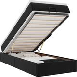 vidaXL - Ottoman - bed - met - matrasx200cm - kunstleer - zwart