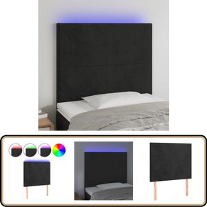 vidaXL Hoofdbord LED Zwart Fluweel 80x5x118 cm Led Hoofdbord - Fluweel Hoofdbord - Zwart Hoofdbord - Led Lamp - Hoofdbord Met Led
